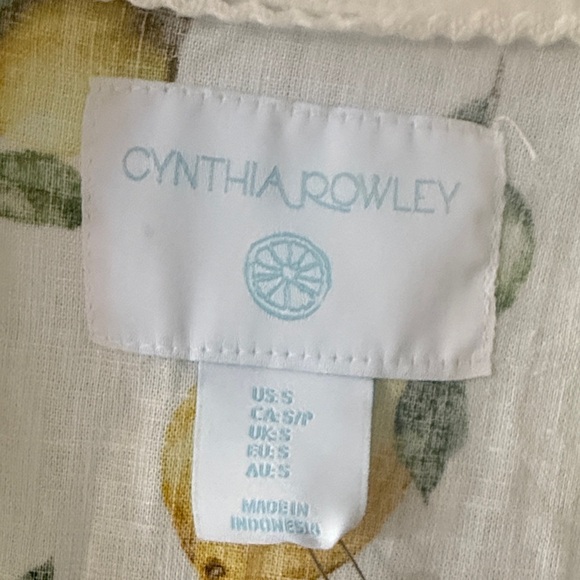 Cynthia Rowley White Maxi Dress with Yellow Lemon Print linen - Picture 7 of 10